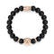 18k Rose Gold Lion | Matte Black Agate | Kingdom Bead Bracelet | Men's